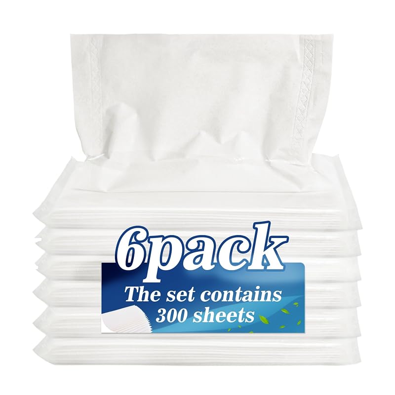 Refil de Lenços de Papel Sukh para Suporte de Para-Sol Automotivo Branco, 300 Folhas em 6 Pacotes