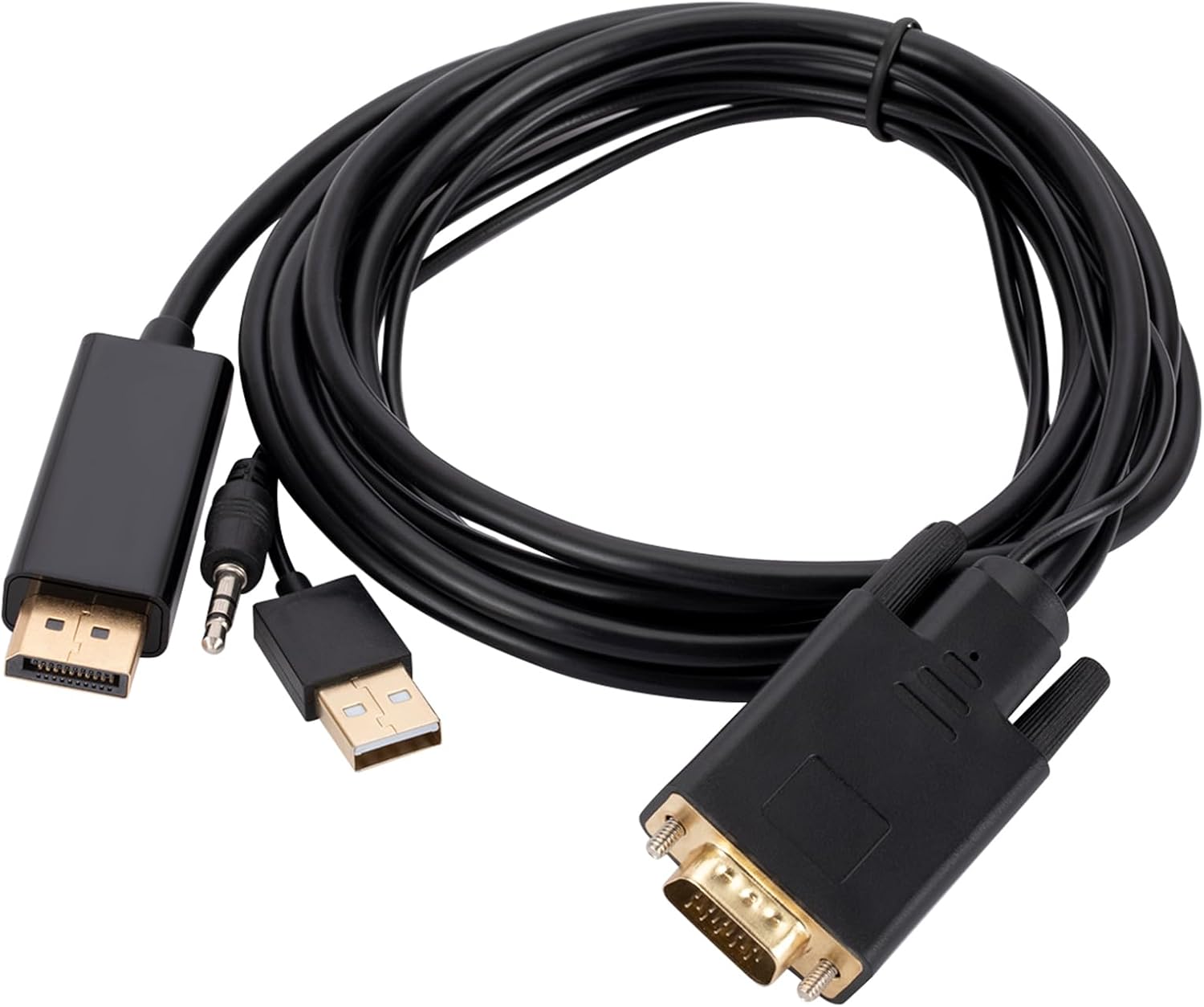 Portable VGA to DisplayPort Adapter Cord Cable VGA Analog to Siginal Multiple Shielded Copper Core Cables Vga to Displayport Cord