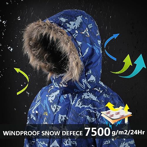 Image of AFILOK Kid's Winter Overalls Ski Suits Boy's and Girl's Waterproof Snowboard Jumpsuits One Piece Snowsuit Jackets Coats