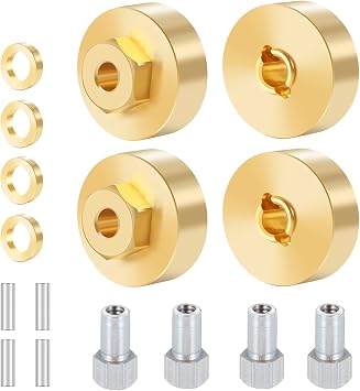 Que-T 1 Set Metal Brass Wheel Weights Hex Adapter for 1/24 AXIAL SCX24 Deadbolt AXI90081 AXI00001 AXI00002 RC Crawler Car Upgrades Parts