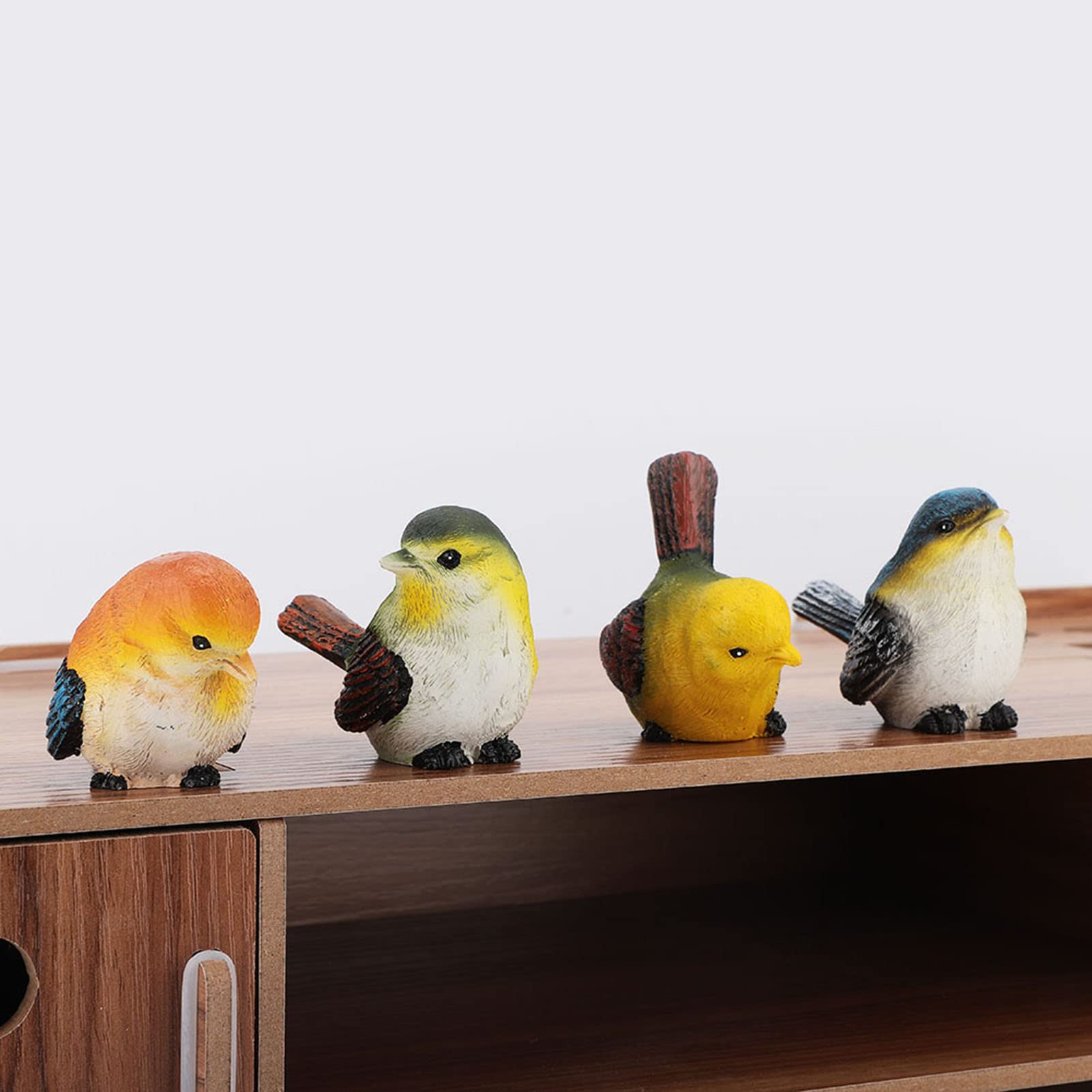 Set Mit 4 Vogelfiguren Aus Kunstharz – Garten-Deko, Ca. 7x5 Cm