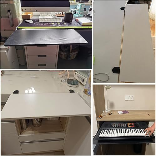 Miniatura 6 de Y&J Mesa plegable para teclado, cajón debajo de la mesa, abrazadera ergonómica para bandeja de extensión de escritorio, para el hogar u oficina,