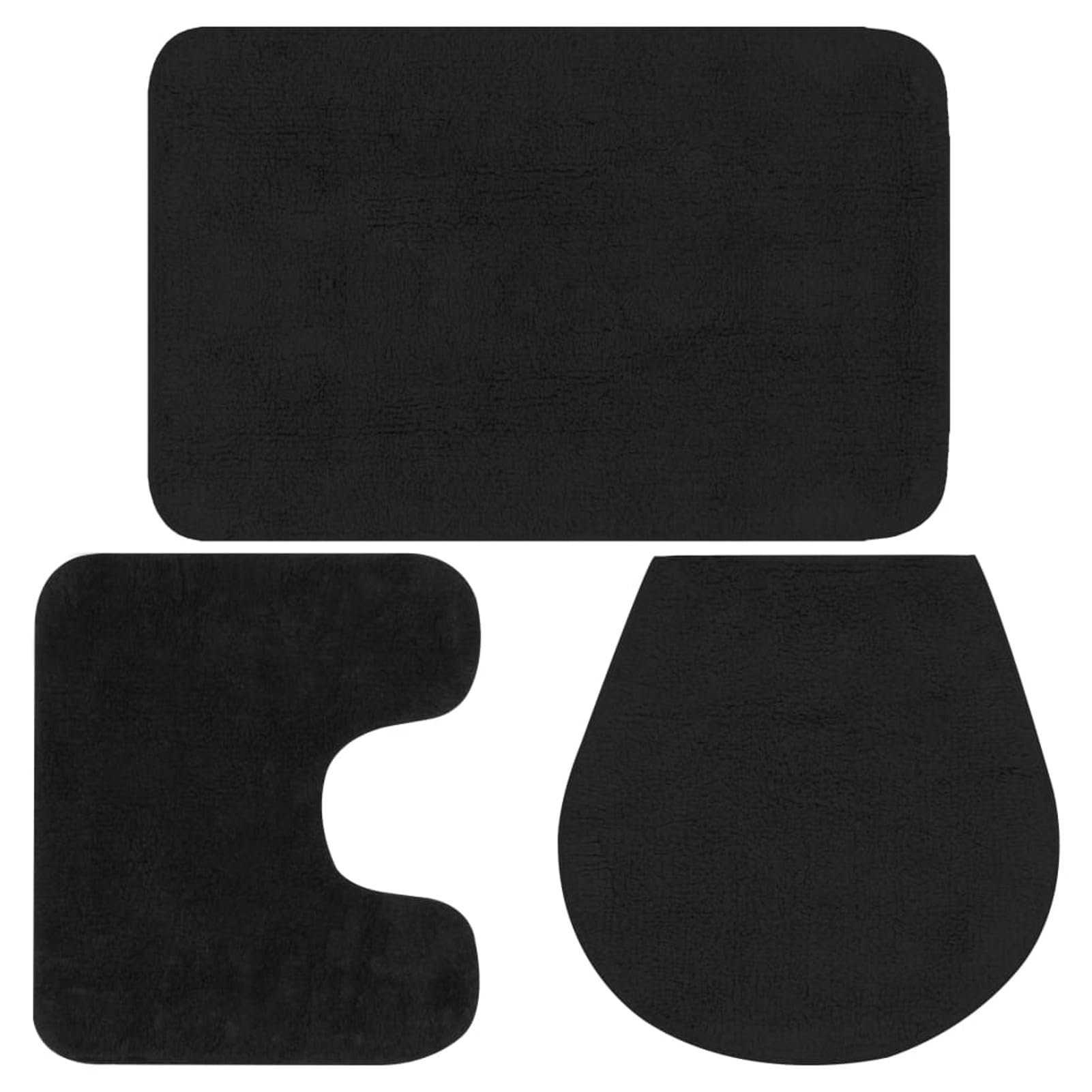 Gecheer Set di tappetini da bagno, 3 pezzi, set di tappeti da bagno, tappetino da bagno con telaio e tappetino per WC, in cotone, antistatico, facile da pulire