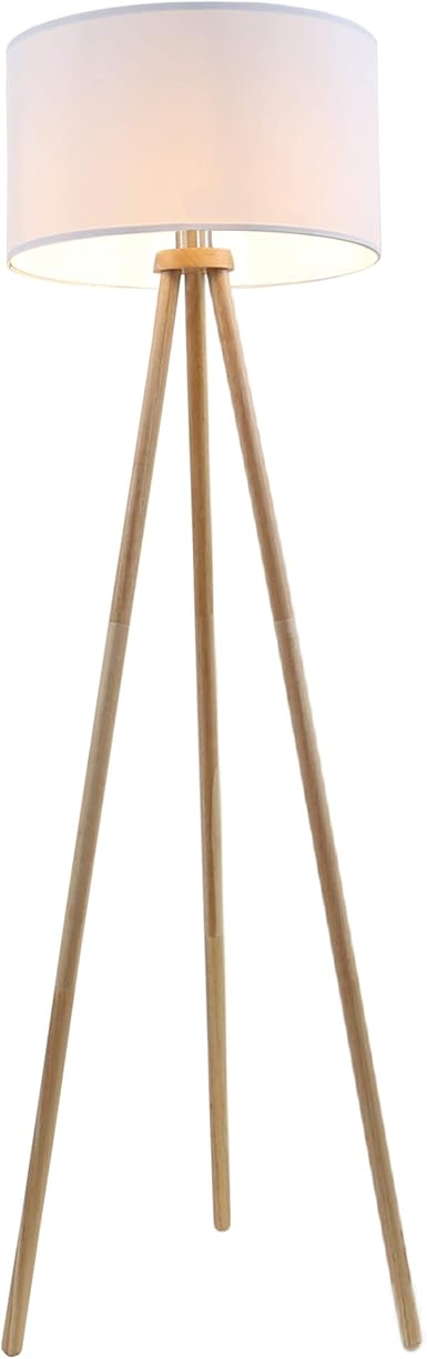 Briloner Briloner Leuchten - staande lamp, woonkamerlamp, stoffen kap in wit, E27, incl. snoerschakelaar, 455x1.480mm (DxH) photo 2