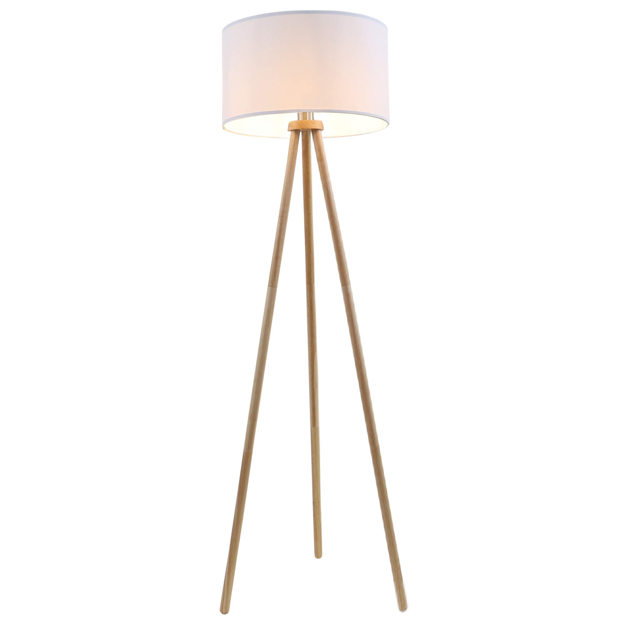 Briloner Leuchten - Stehleuchte, Wohnzimmerlampe, Stoffschirm in weiß, E27, inkl. Schnurschalter