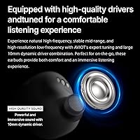Vista 3 de AVIOT TE-D01v - Auriculares con cancelación de ruido, auriculares para bajos, batería de 60 horas de duración, graves profundos, IPX4 impermeable