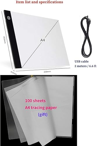 Miniatura 8 de Caja de luz LED para calcar, ultradelgada, portátil, con ajuste de brillo, para artistas, dibujo de tatuaje, bocetos, transmisión por internet