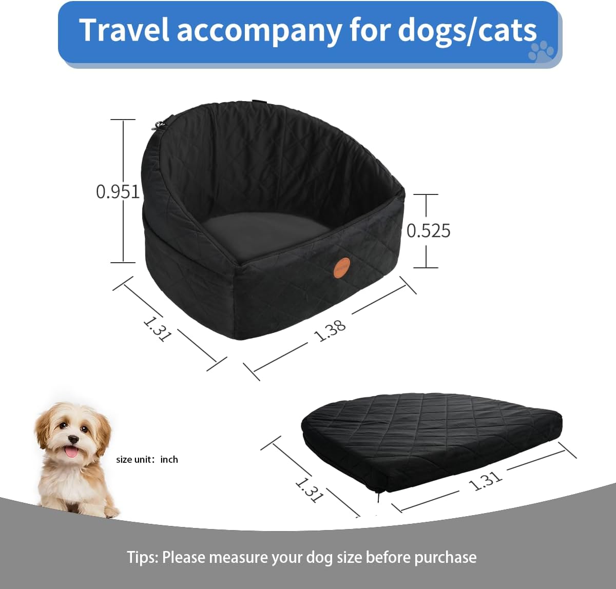 Soft Pet Car Travel Home Bed (Charcoal, Standard Version)