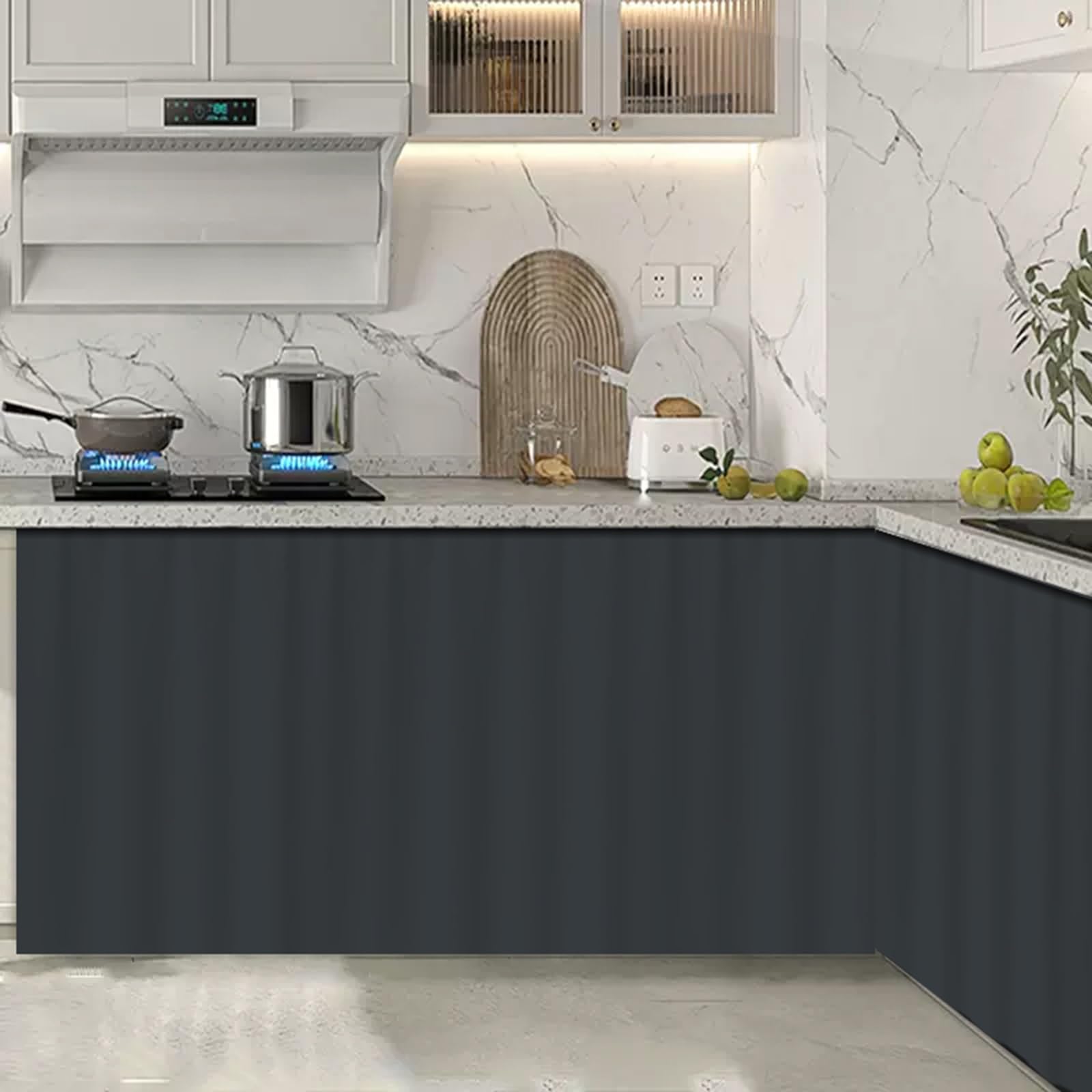 WQPMNYG Dark Gray Kitchen & Bathroom UnderSink Curtain DustProof Shelf Cover with Sliding Rod 120cm x 80cm Perfect for Cabinets & Shoe Racks Stylish Storage Solution