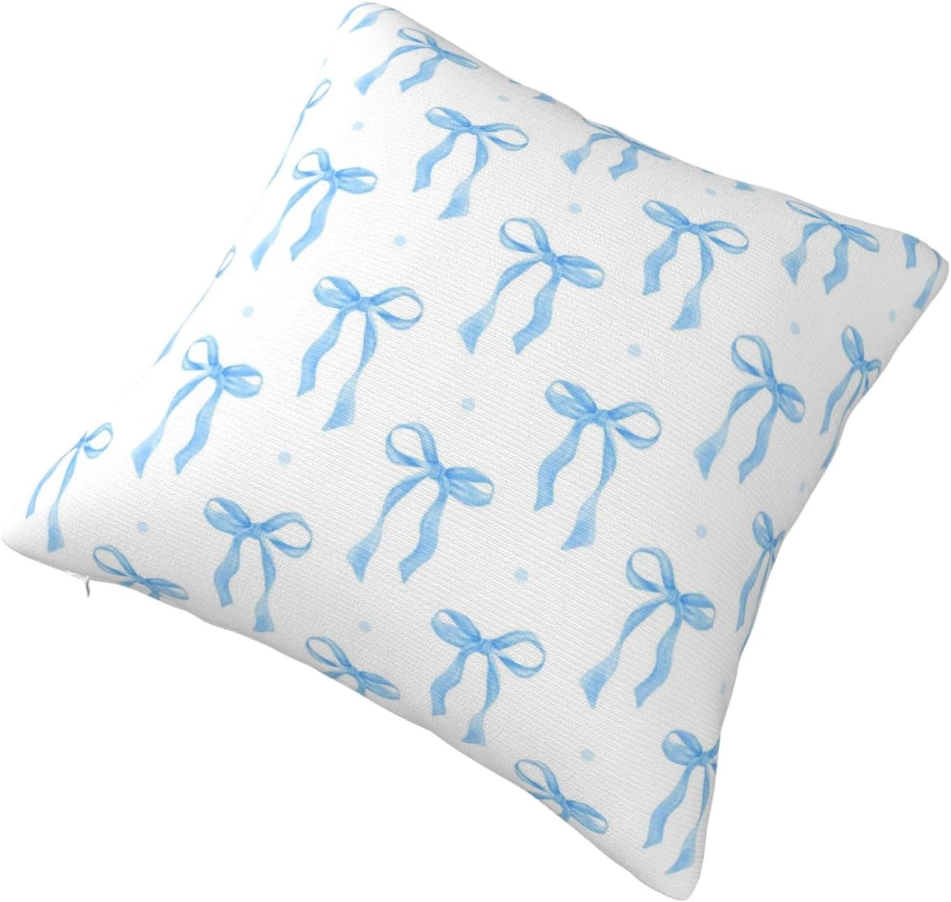 Blue Bow Throw Pillow Covers 20x20 Set of 2 Short Plush Pillows Case Square Cushion Cover Decorative Pillowcases for Bed Couch image 2