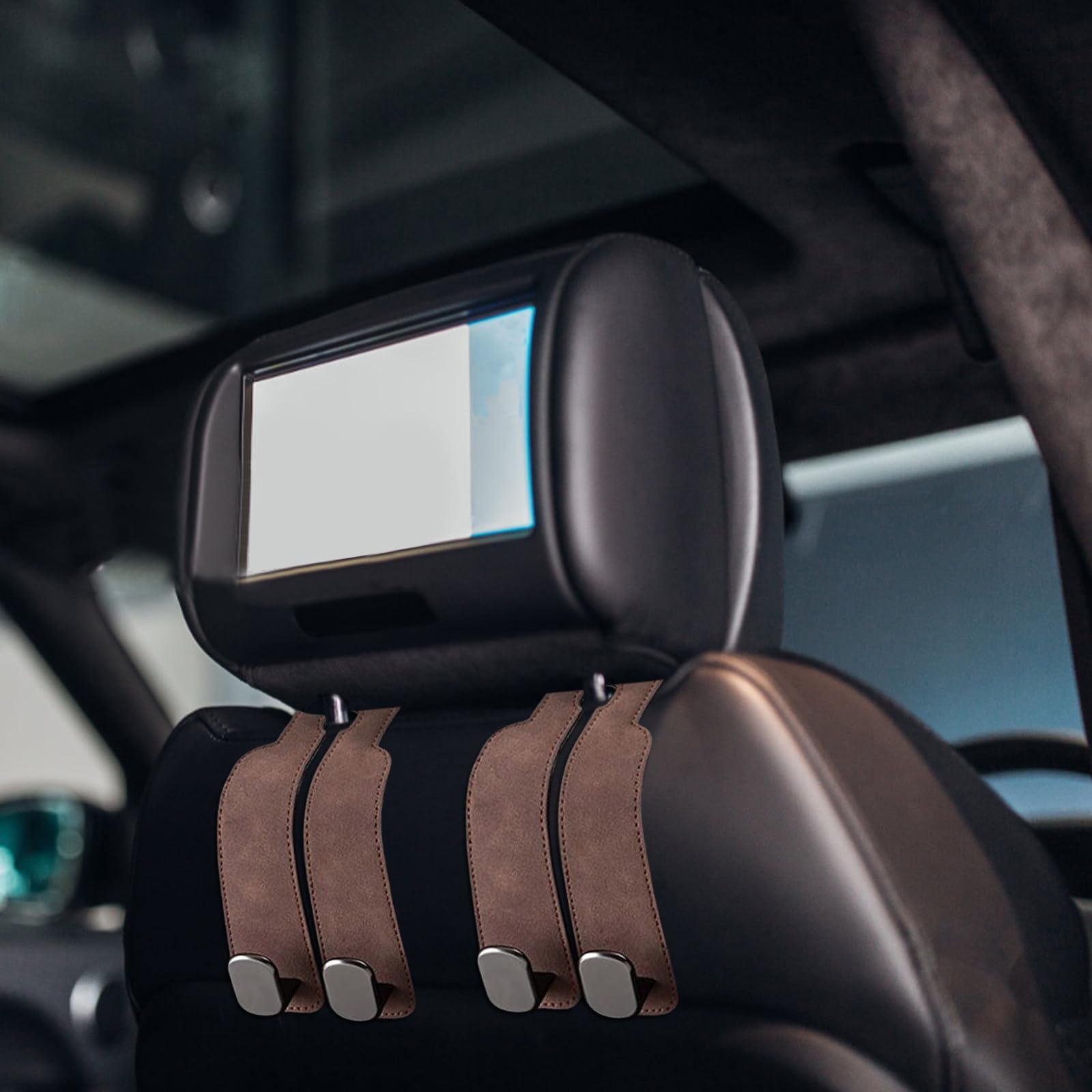 Organizzatore Auto Per Borse E Cappelli Ganci Per Poggiatesta Auto 2 In 1 - Supporto Telefono E Portaoggetti, Rotazione 360°, Universale Gancio Per Borse Auto