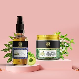 Buddha Natural Grey Beard Serum Oil & Beard Black Color Combo - Plant Based Natural - Nourish Beard and Give Natural Black Price In India