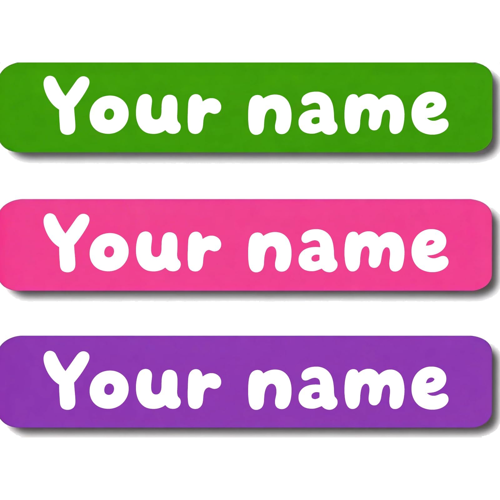 Personalized Waterproof Name Stickers for Kids, Washable Clothing Labels, Durable Name Tags for School, Kindergarten, Lunch Boxes, Books, Toys – Ideal Back to School（Green, Pink and Purple）