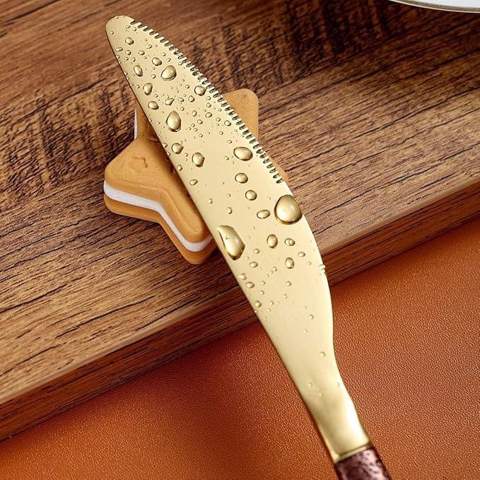 VibeZone Stainless Steel Butter Spreader Knife - Multi-Functional Round Edge Butter Knives with Many Options, Dishwasher Safe Cutter for Butter, Jam, and More (Pack of 5) (Gold) 2