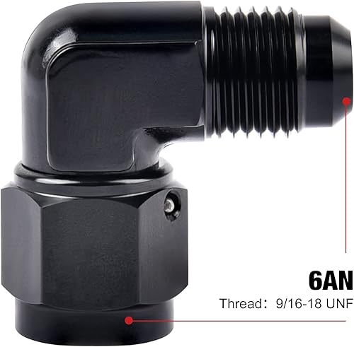 Miniatura 6 de EVIL ENERGY 8AN hembra a AN8 macho Flare Adaptador giratorio de 90 grados Aluminio Negro