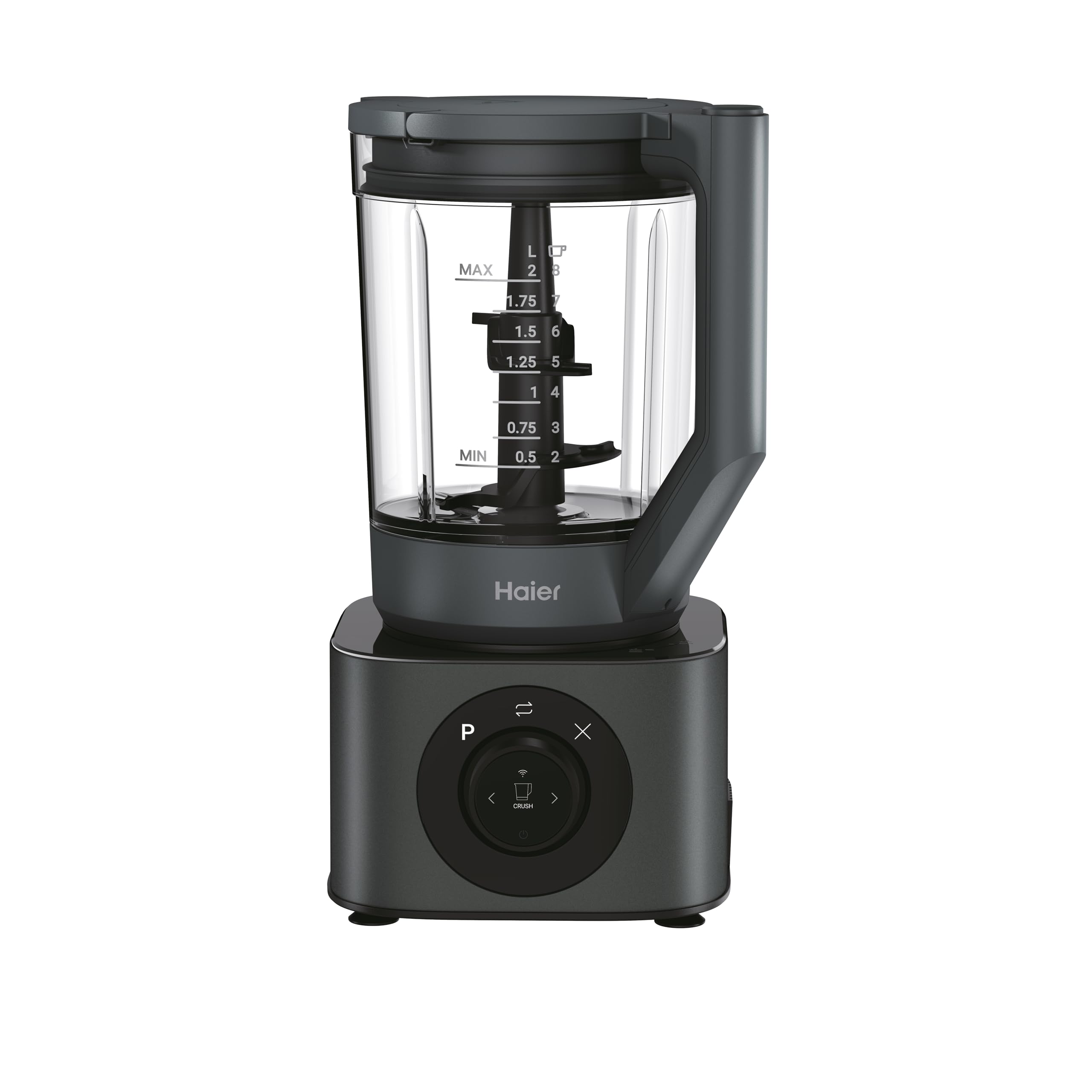 Haier HBL7W5 011 Robot de cocina Series 7, 6 programas: Picar, Licuar, Triturar hielo, Crema, Amasar y Prelavado, 10 velocidades, Incluye Jarra, Bol picador, y Vaso portátil,1200W, Gris