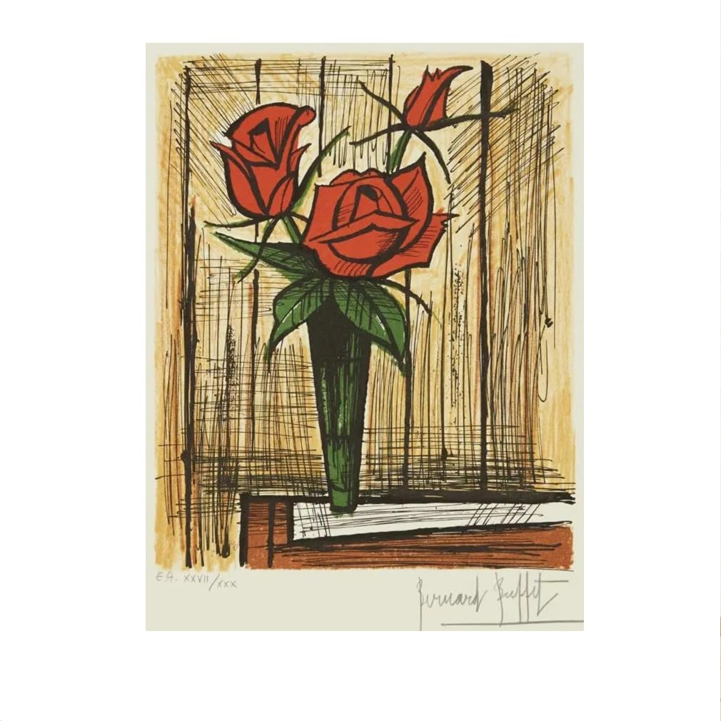 Art Murale Bernard Buffet Toile : Décoration Intérieur Bouquet 40x60
