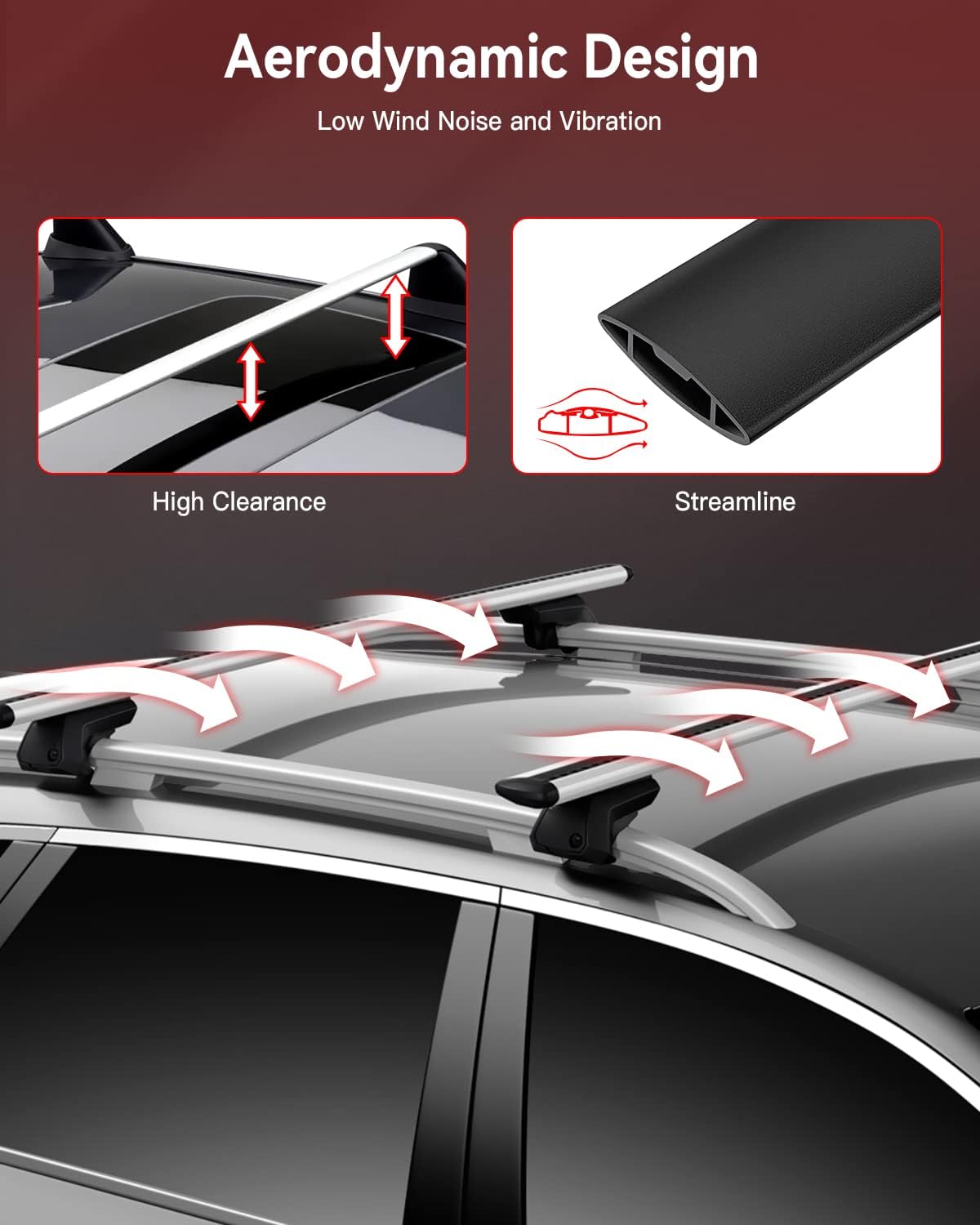 Roof Racks Cross Bars Compatible for Honda Odyssey 2005-2010, 165LBS Black Aluminum Cargo Carrier Rooftop Bag Luggage Racks Cross bar (2Pcs)