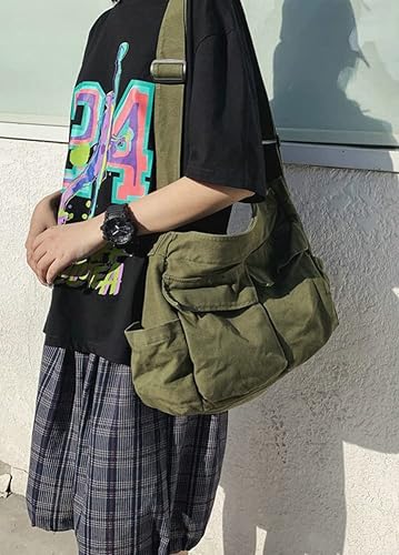 Miniatura 3 de Bolso bandolera grande con múltiples bolsillos de lona para mujeres y hombres