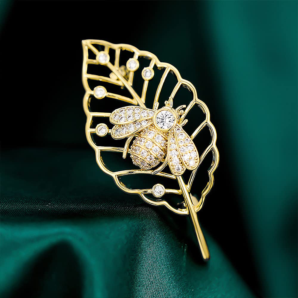Broche de Abeja para Mujer, Tono de Moda, Solapa, Hoja Hueca, Broche para Madre y Esposa