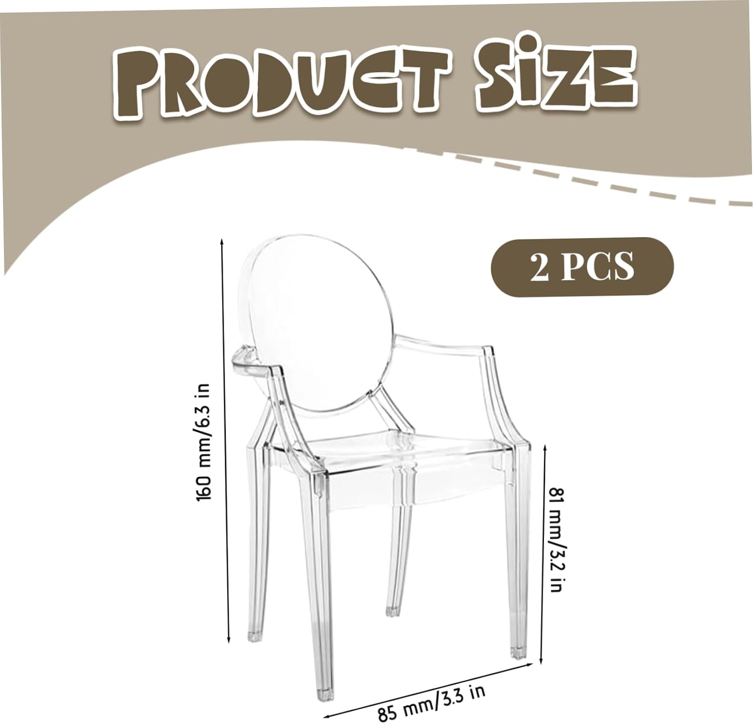 2Pcs 1:6 Scale Doll Furniture, Plastic Clear Mini Dollhouse Chair Miniature Armchair Modern Furniture Dollhouse Accessories Acrylic Chair