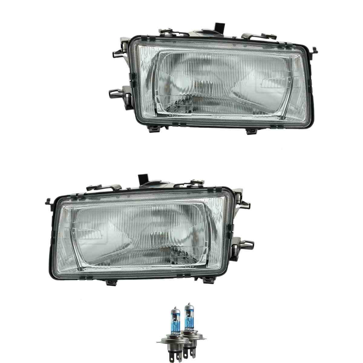 EISENFELS 70801530 - Juego de faros delanteros (derecha e izquierda + bombilla H4 Night Breaker compatible con 80 89 89Q 8A B3)