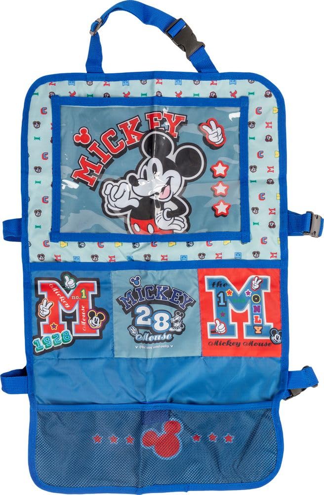 Organizador de coche infantil Disney, gris y azul, protector de asiento con el bonito Mickey Mouse Mickey Mouse