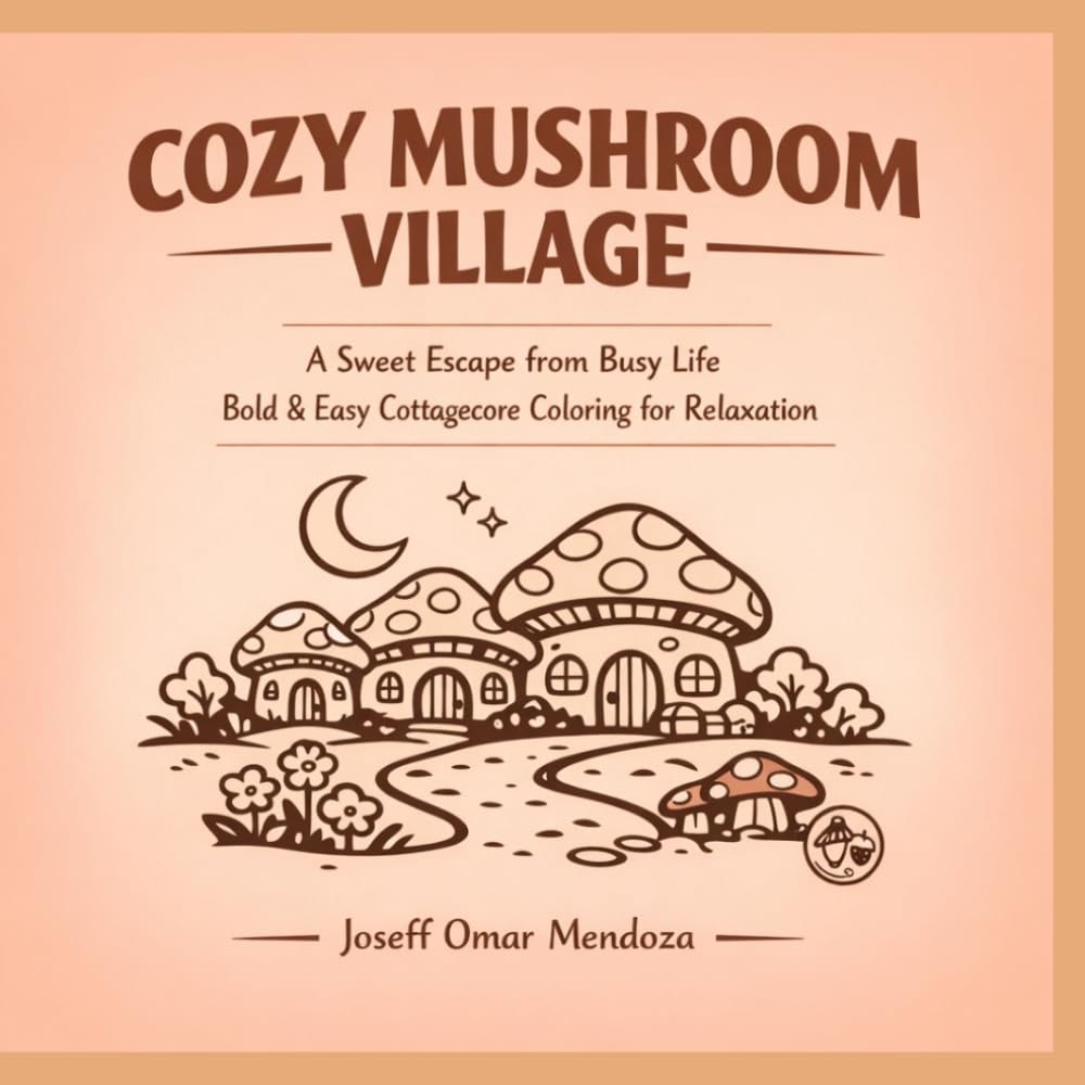 Cozy Mushroom Village: A Sweet Escape from Busy Life Bold & Easy Cottagecore Coloring for Relaxation