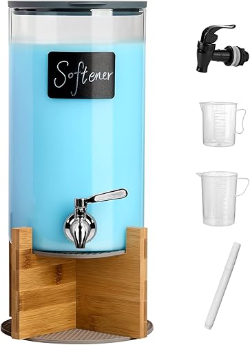 Miniatura 10 de Dispensador de detergente de vidrio Spreccio con soporte, dispensadores de líquido para ropa de 1.1 galones con grifo de acero inoxidable,