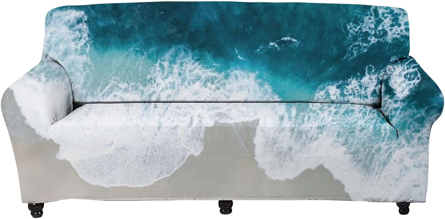 Forchrinse Blue Ocean Stretch Sofa Cover Couch Cover Hawaii Armchair Slipcover Sofa Slipcover Polyester Fabric Furniture Protector,2 Seater