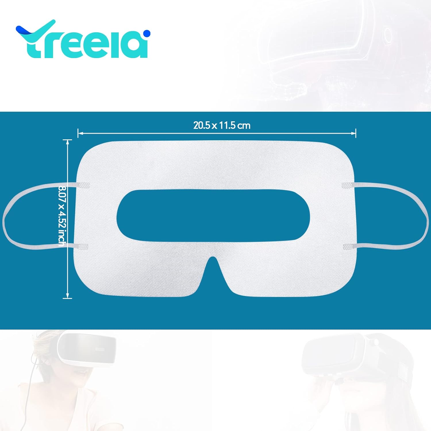 Treela 200 Pcs Disposable VR Face Mask Breathable Cover for VR Nonwoven Fabric Sanitary Eye Mask, Eye Cover Pad(White)