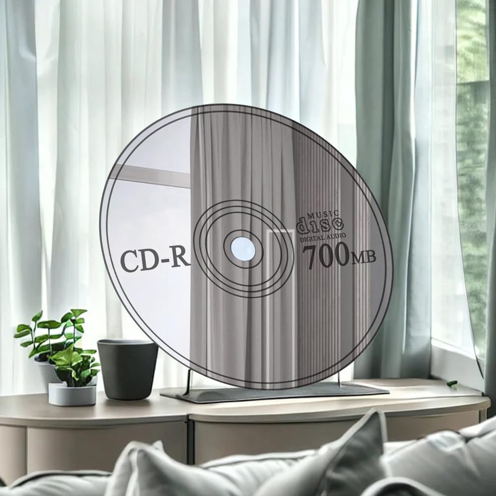Generic CD Mirror Disc Wall Mirror Decor, Classic Vinyl Record Music Themed Decor, Acrylic CD Mirror Modern Mirrored for Music Lovers Girlfriend (13""x13""), Large, Silver