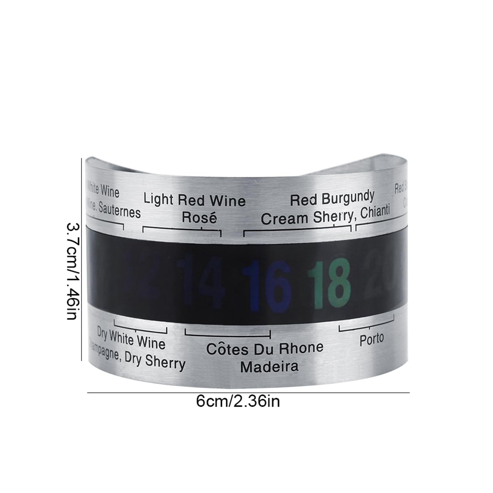 Wine Bottle Thermometer Stainless Steel Annular Shape LCD Wine Temperature Indicator No Electricity Required 4~24?