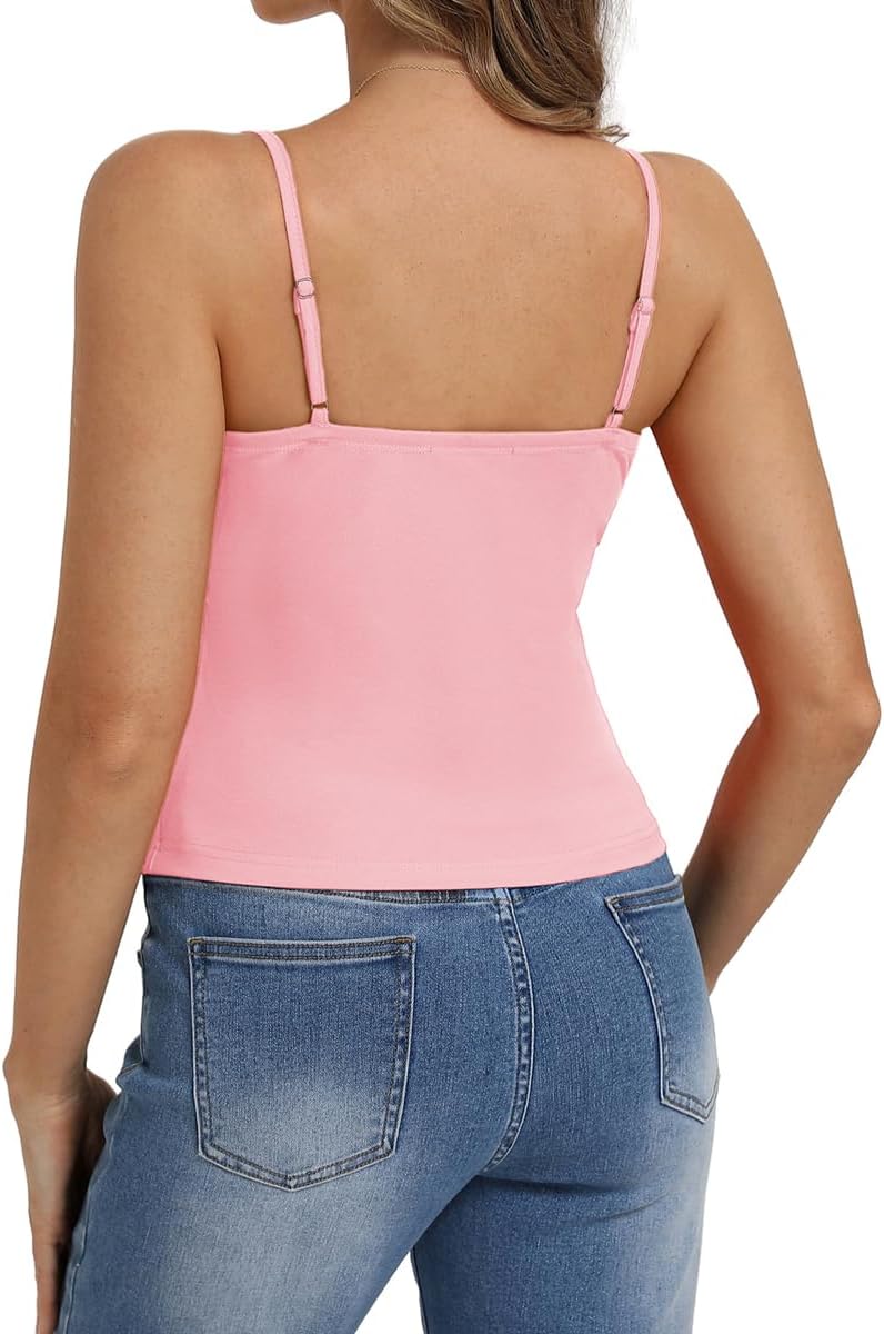 Belle Poque Women's Tie Front Spaghetti Strap Top Sexy Cutout Crop Tank Top Y2k Slim Fit Going Out Camisole Tops - Image 6