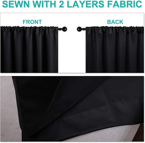 Miniatura 5 de NICETOWN Paneles de cortina de ventana 100 % opacos, cortinas de bloqueo de luz completa con forro negro para guardería, cortinas con aislamiento