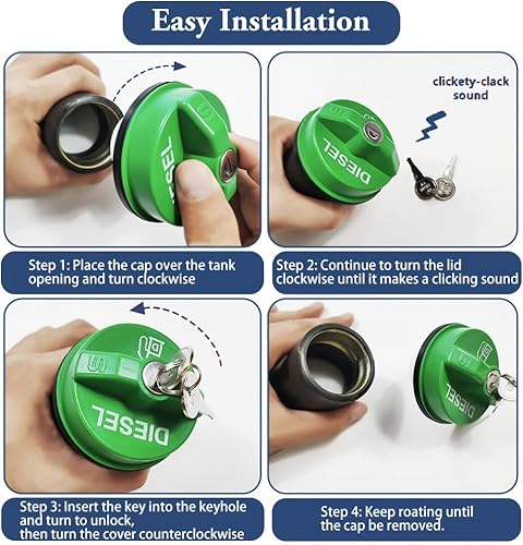 Miniatura 6 de 10591D Tapa de combustible diesel con bloqueo para Chevy Silverado Express C3500 K3500 Ford F250 F350 Super Duty GMC 2500 Dodge Ram 3500 W350 D350