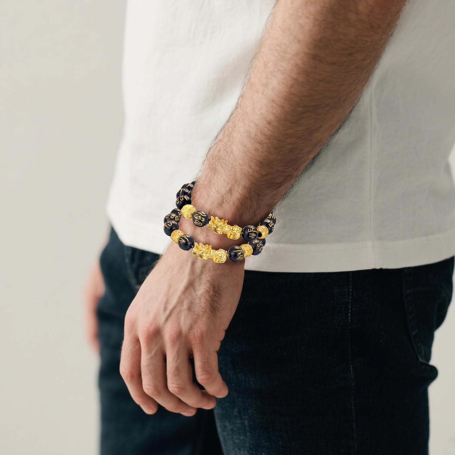 Kvekstio Feng Shui Black Obsidian Pixiu Wealth Bracelet for Women Men, Attract Lucky Wealthy Good Luck Protection Amulet Gift - Image 3