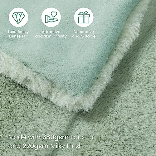 Cozy Bliss Faux Fur Throw Blanket for Couch, Cozy Soft Plush Thick Winter Blanket for Sofa Bedroom Living Room, 50 * 60 Inches Green - Image 5