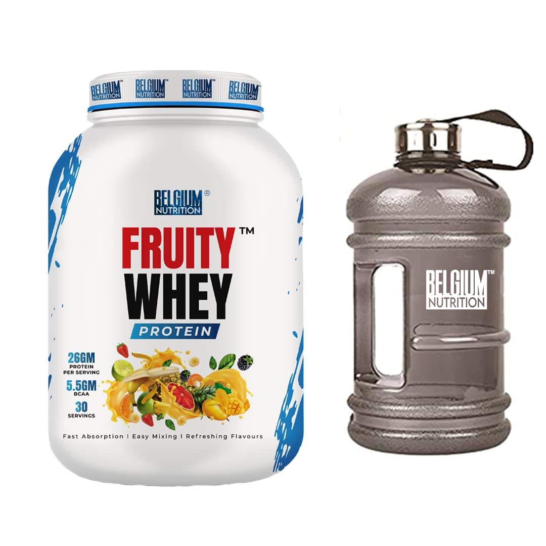 Belgium Nutrition Fruity Whey Protein with 26g Protein, 5.5 BCAAs, 6g