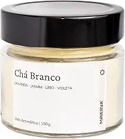 MINERVA - Vela Aromática Aromatizada Perfumada Artesanal (150g, Chá Branco)