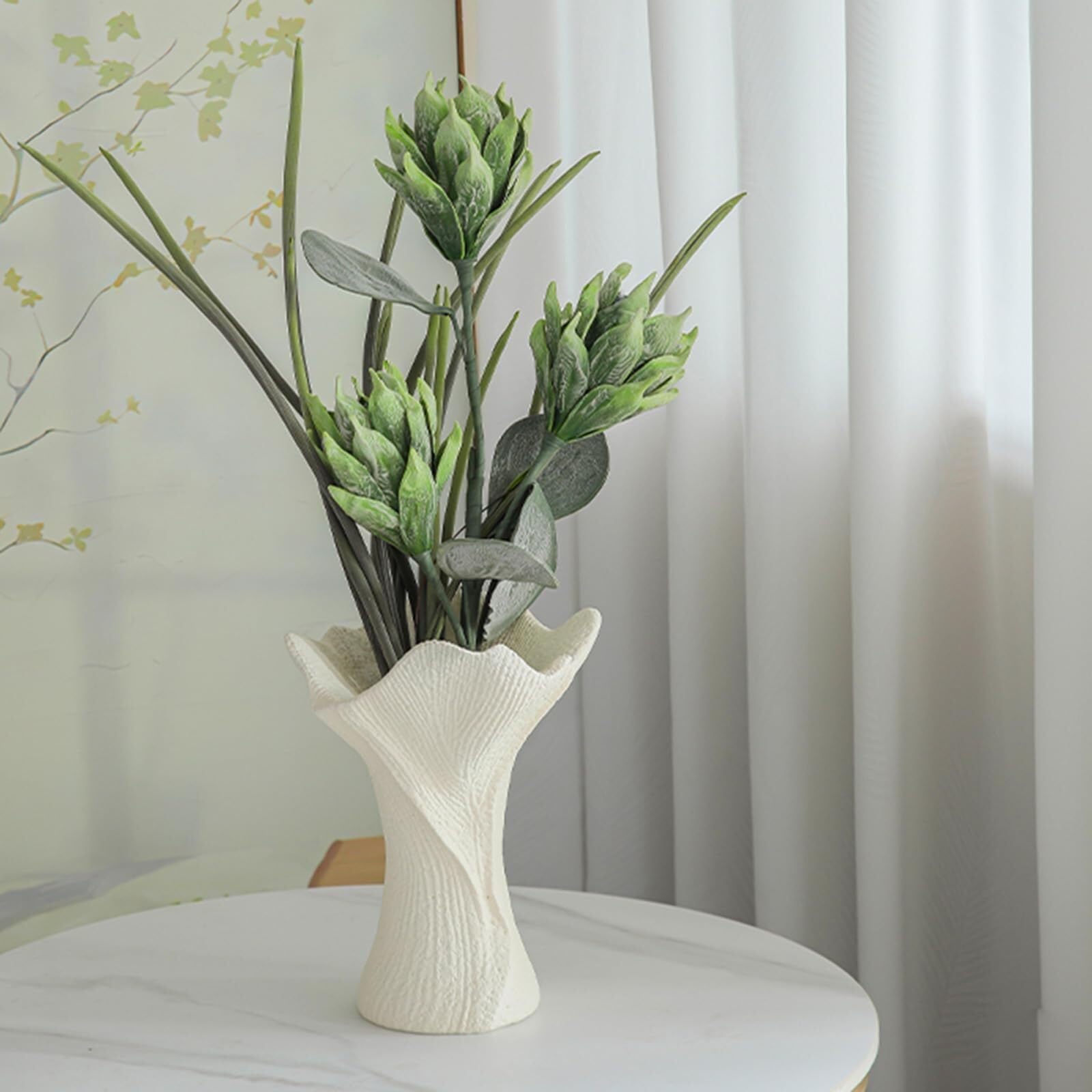 Vasi per fiori Vaso dal design moderno e semplice, arte for soggiorno, camera da letto, portico Centrotavola(White+blank,2PCS)