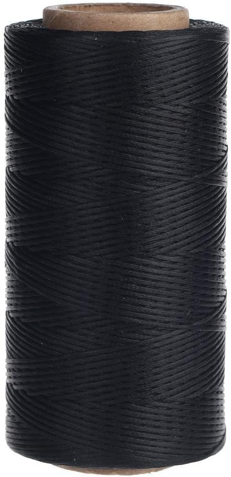 Crafts Thread Black Polyester 260m/ 284 Yards Spool 1mm Sewing Machine Leather Waxed Poly Thread Flat DIY Leathercraft Repair Tool Sew Heavy Duty Shoes Bags Embroidery