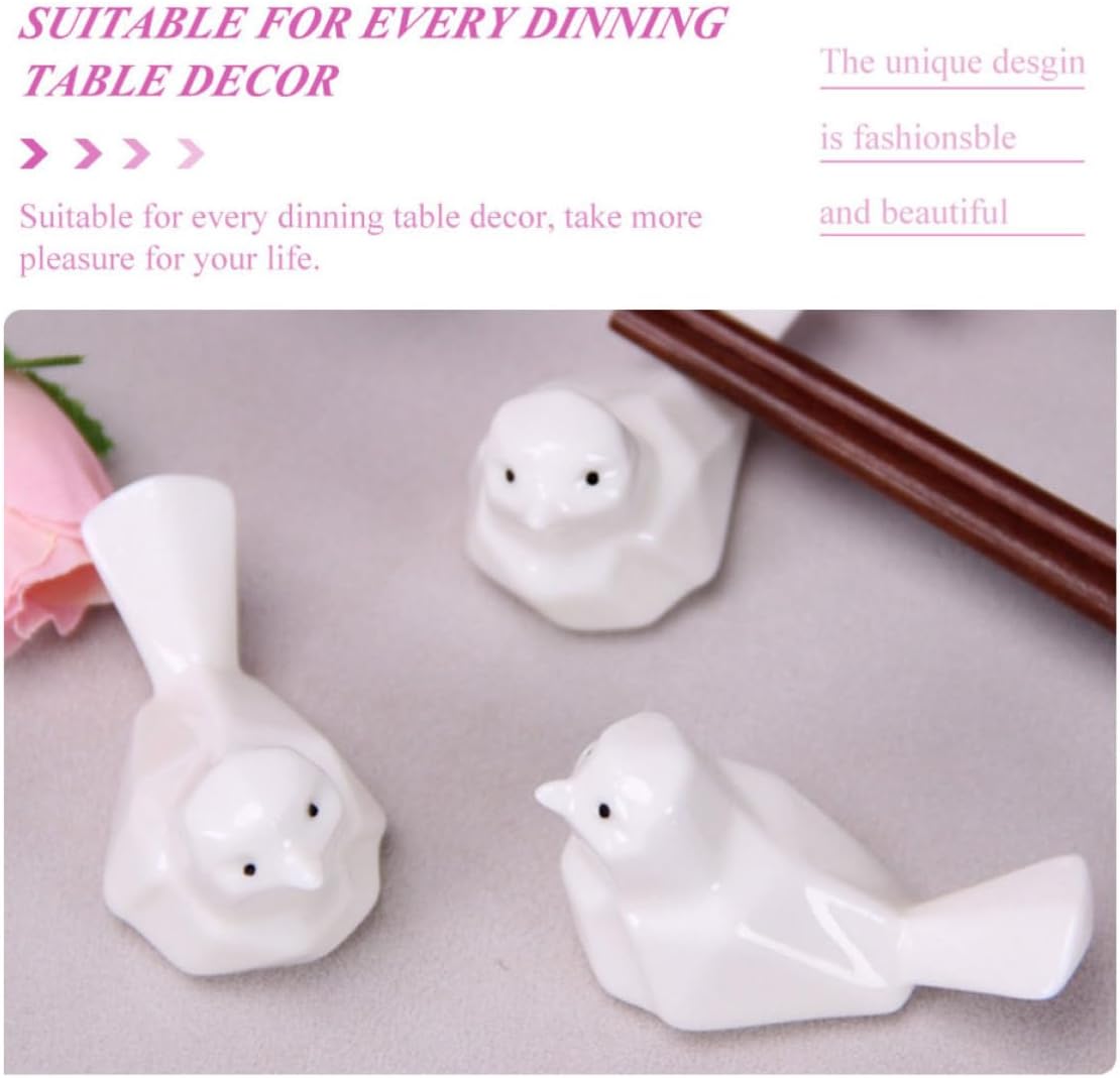 4pcs Ceramic Pigeon Chopstick Rest for Spoon and Fork Desktop Use