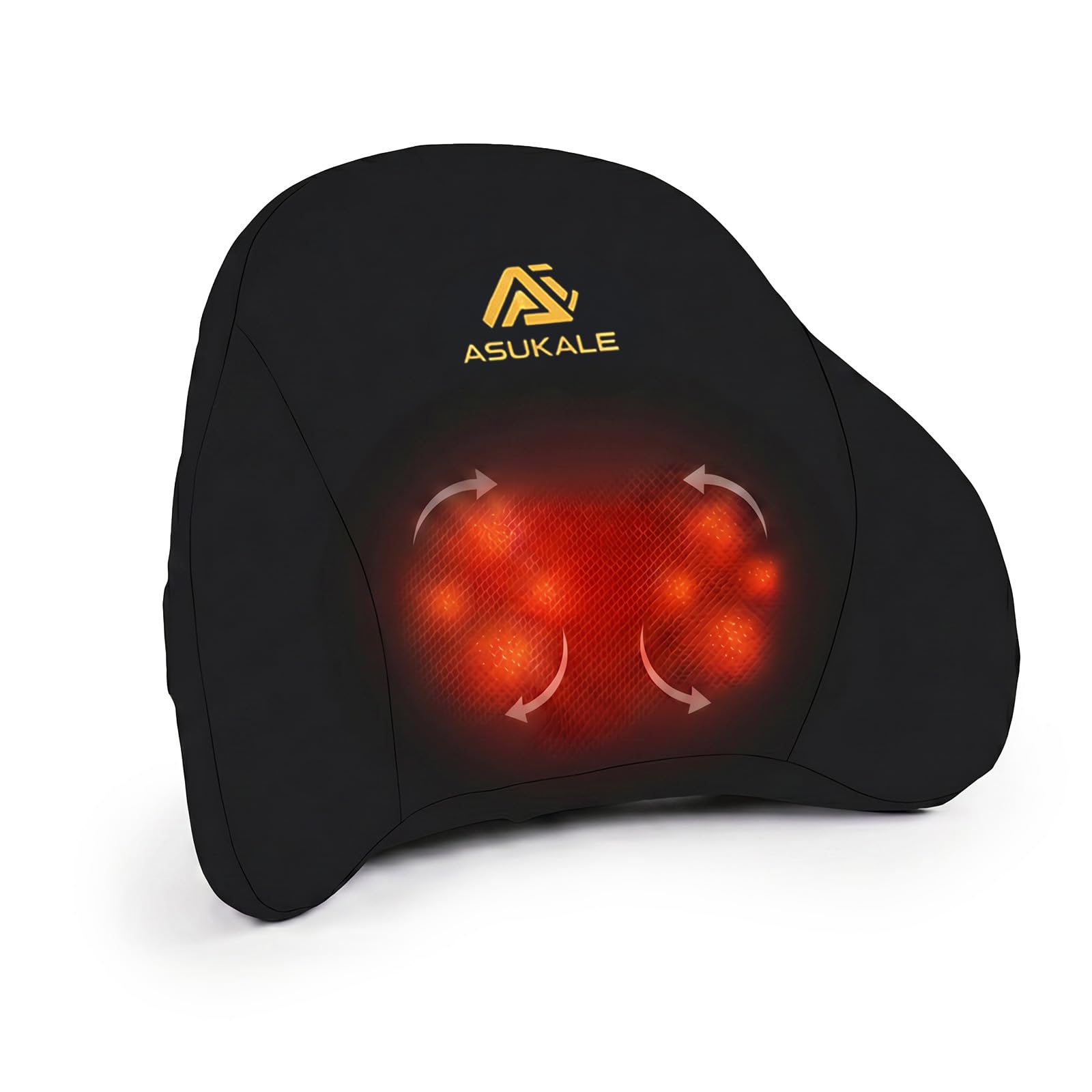 Shiatsu Massagekissen mit 8 Köpfen & Wärmefunktion, Premium Rückenmassagegerät für Bürostuhl Gaming Stuhl, ergonomisches Lendenkissen mit Memory Foam und Typ-C (Schwarz)