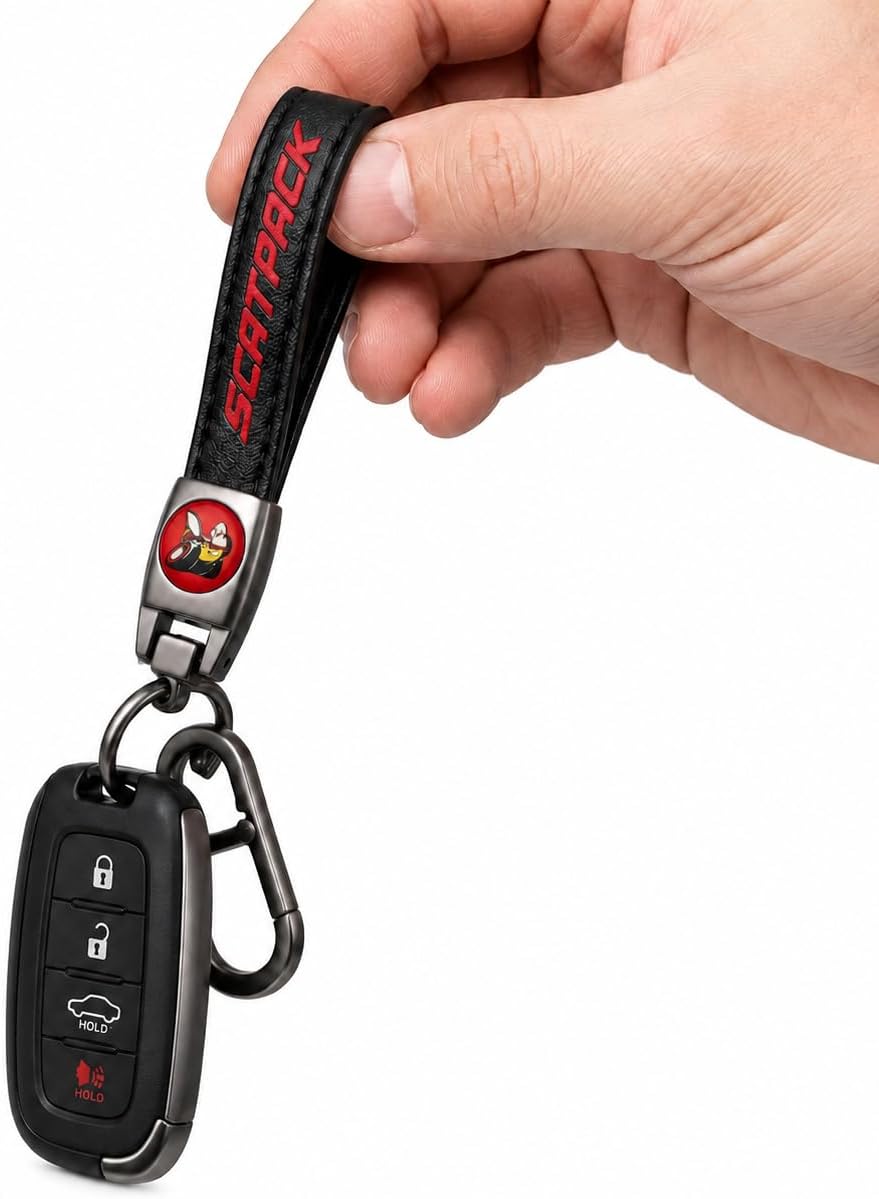 NZY Genuine Leather Car Keychain Compatible with Changer Challenger Scat Pack Key Ring Accessories Key Chain Family Present image 4