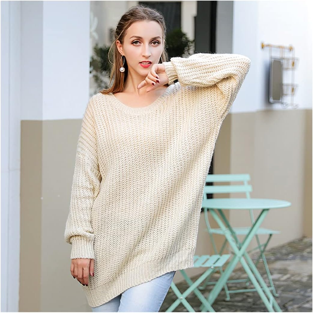 ARJOSA Women's Fall Sweaters Pullover Oversized Crew Neck Long Sleeve Knit Sweater Tunic Tops - Image 2