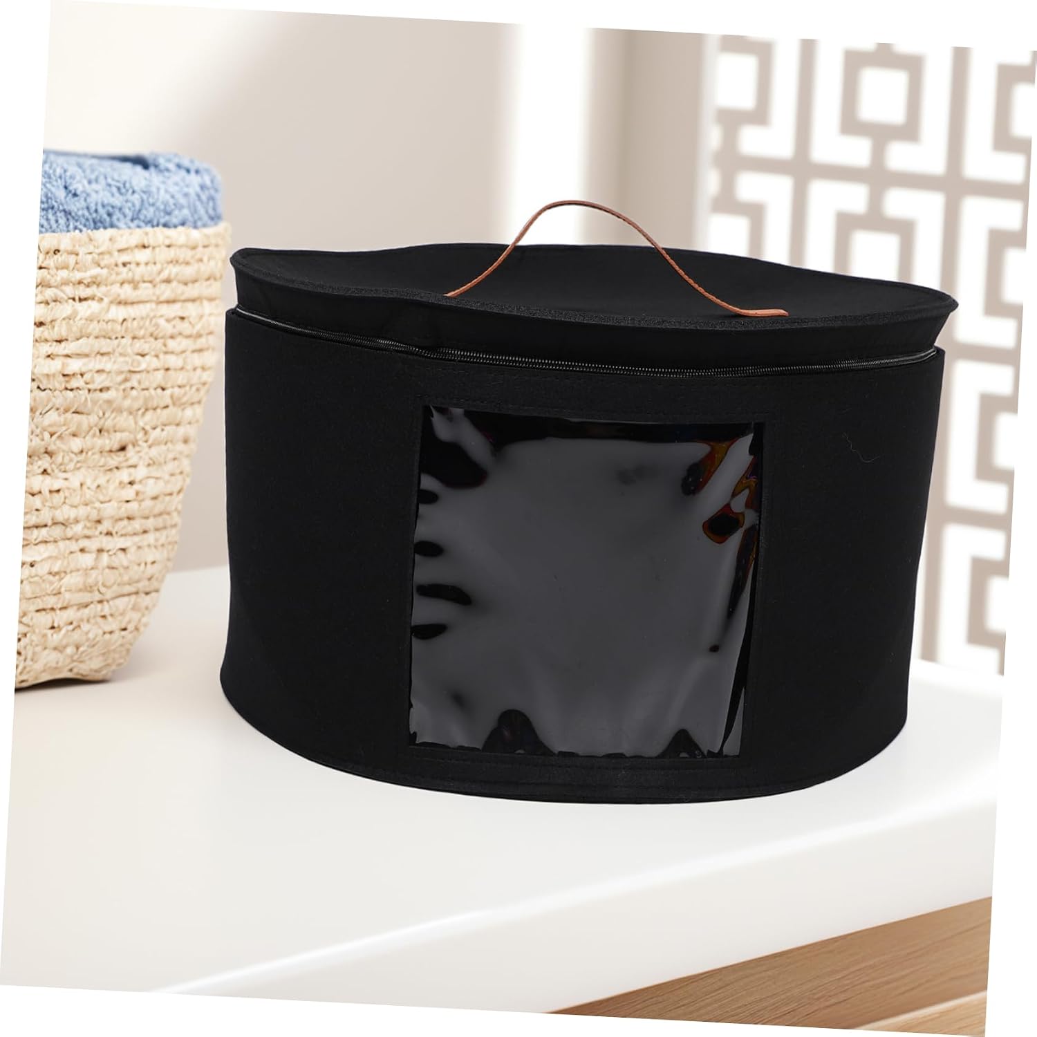 GLEAVI Baseball Cap Storage Box Round Hat Organizer Cowboy Hat Case for Travel