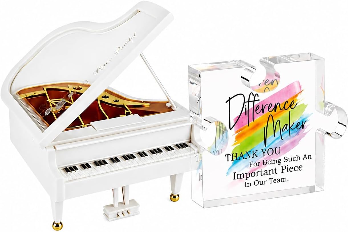 Udaney Piano Music Box & to My Sister Plaque Ornament - Sentimental Birthday, Christmas Keepsake Gift for Sister from Brother or Sister, Elegant Desktop Decor Present