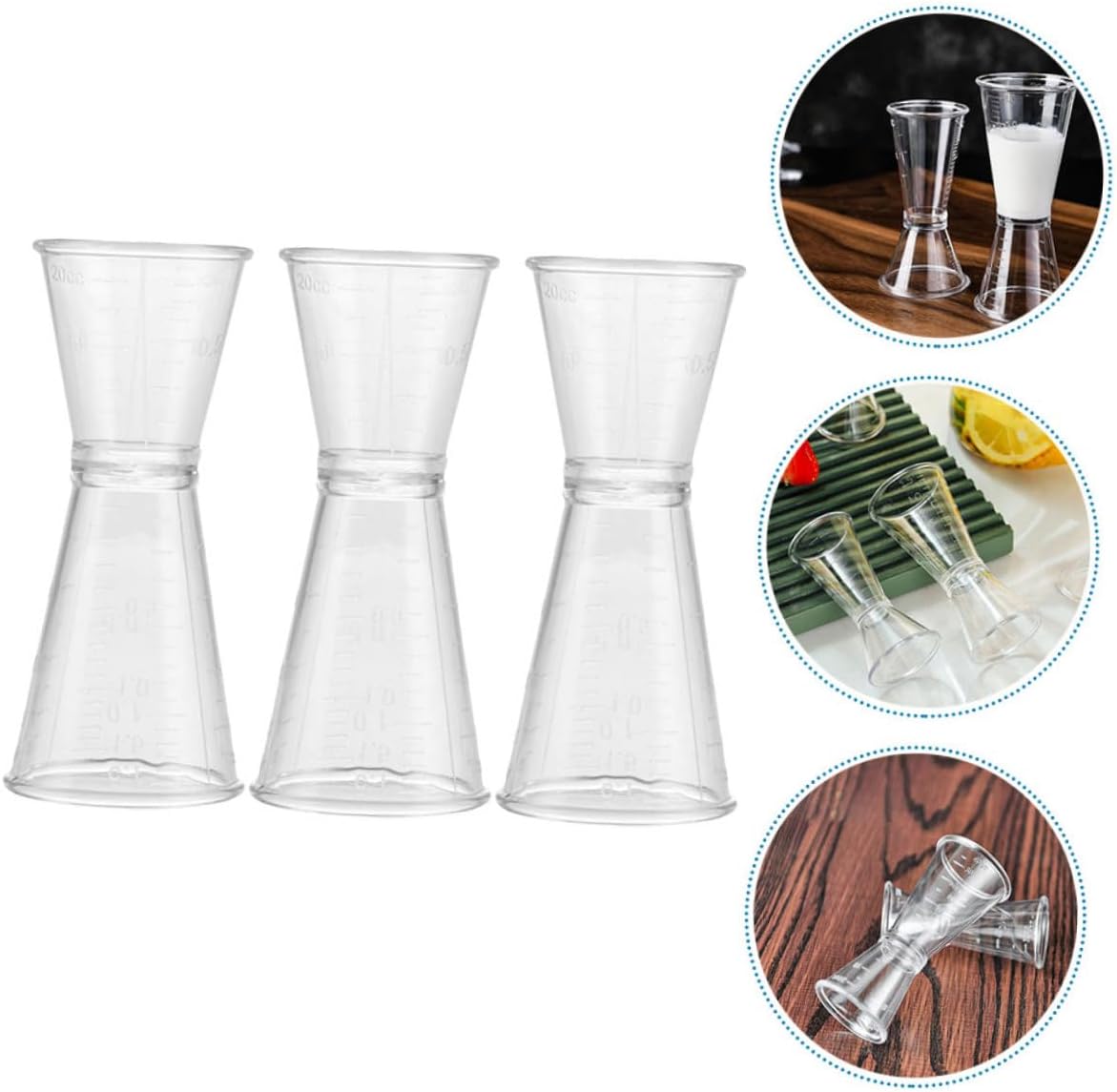 3 Piece Double Sided Plastic Jigger Bar Measuring Cup