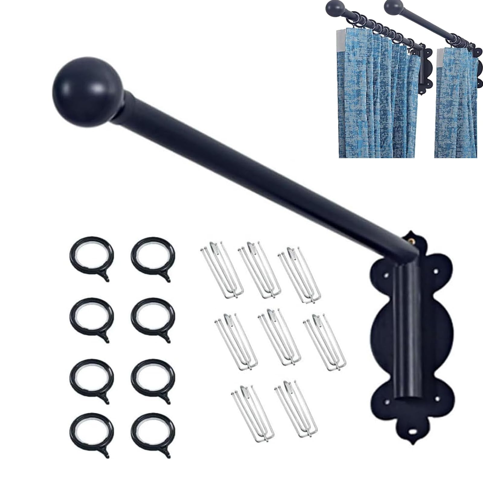 LYSDIANPU 180°swing Arm Curtain Rod, Curtain Display Stand, Adjustable Curtain Rod, Door Curtain Rail Swing Arm, Curtain Rod Door, Matte Curtain Rods For Display And Home Use 90cm